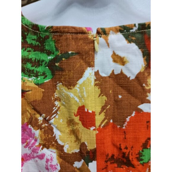 Talbots Womens Shift Dress Size 10 Multicolor Floral Cotton Sleeveless Preppy - Picture 8 of 10